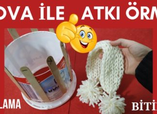 Yoğurt Kovasından Atkı Yapılışı - Örgü Modelleri - atkı örme dil çubuğu ile atkı yapımı elde atkı örme kovadan atkı nasıl yapılır kovadan atkı yapımı başlangıcı yoğurt kovasından şapka yapımı