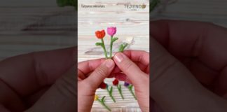 Örgü Minyatür Lale Yapılışı - Örgü Modelleri - kolay çiçek yapımı ipten lale modeli tığ ile basit çiçek yapımı tığ işi çiçek motif yapımı