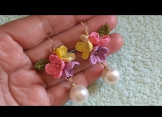 Örgü Küpe Modelleri Yapılışı - Örgü Modelleri - örgü küpe yapımı tasarım küpe yapımı tığ işi küpe modelleri tığla takı yapımı 1