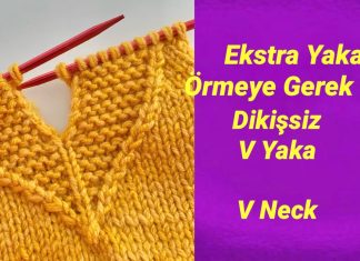 Dikişsiz V Yaka Nasıl Yapılır? - Örgü Modelleri - kolay süveter yaka kesimi kolay v yaka kesimi lastikli v yaka kesimi
