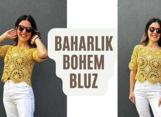 Motifli Bohem Bluz Yapılışı - Örgü Modelleri - dantel motifli bluz modelleri tığ işi motifli bluz modelleri anlatımlı yazlık tığ işi bluz örgü modelleri