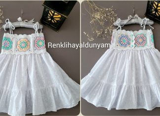 Robası Örgü Altı Kumaş Bebek Elbisesi Robası Örgü Altı Kumaş Bebek Elbisesi - Bebek Örgü Modelleri - örgü robalı elbise yapımı üstü örgü altı kumaş elbise yapımı anlatımlı yazlık motifli elbiseler 1