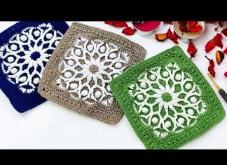 Tığla 2 Renkli Kare Motif Yapılışı - Örgü Modelleri - farklı motif örnekleri tığ ile motif modelleri tığ işi tığ işi kare motif örnekleri