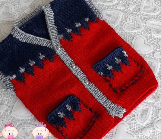 Şişle Erkek Bebek Yeleği Yapılışı - Bebek Hırkaları Yelekleri - bebek yelek modelleri iki şişle erkek bebek yelek modelleri kolay erkek bebek yelekleri