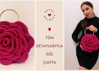 Örgü Gül Çanta Yapımı - Örgü Modelleri - basit örgü çanta modelleri örgü çanta örgü çanta modelleri yapılışı anlatımlı tığ işi