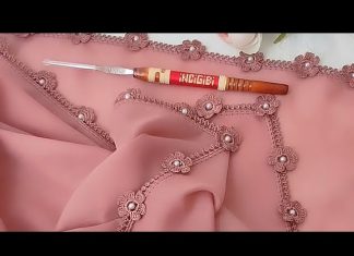 Çiçekli Tığ Oyası Örneği Yapımı - Örgü Modelleri - boncuk tığ oyası kolay tığ oyası anlatımlı tığ oyası boncuklu tığ oyası örnekleri anlatımlı