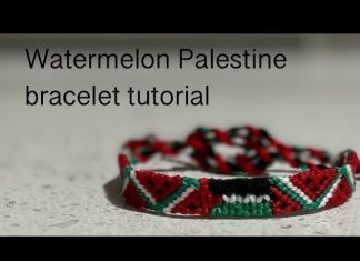 Karpuz Filistin Bayrağı Bileklik Yapılışı - Örgü Modelleri - ip örgü bileklik nasıl yapılır makrome bileklik makrome bileklik yapımı