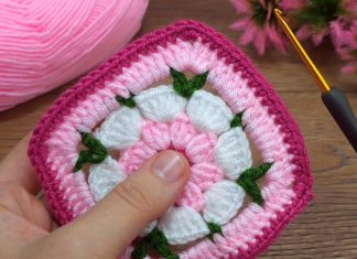 Çiçekli Kare Motif Yapılışı - Örgü Modelleri - kare motif modelleri kolay kare motif yapımı papatya kare motif yapımı