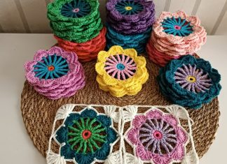 Çiçekli Kare Motif Yapımı - Örgü Modelleri - kare motif modelleri ve yapılışları kare örgü motif örgü motif tığ işi