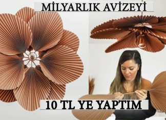 Kağıttan Yelpaze Avize Yapımı - Kendin Yap - avize yapımı fikirleri dıy avize yapımı dıy kendin yap kolay evde avize nasıl yapılır