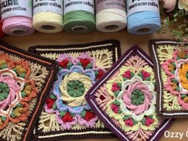 Çiçekli Kare Motif Örnekleri Yapılışı - Örgü Modelleri - farklı kare motifler kare motif örnekleri yapılışı tığ işi kare motif örnekleri