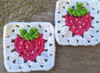 Çilekli Kare Motif Yapılışı - Örgü Modelleri - farklı kare motifler farklı motif örnekleri kolay kare motif yapımı tığ işi kare motif yapımı anlatımlı