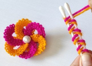 Kulak Çöpüyle Çiçek Yapılışı - Örgü Modelleri - 