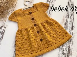 Kız Bebek Örgü Elbise Yapımı - Bebek Örgü Modelleri - bebek örgü elbise kız bebek örgü elbise anlatımlı kız bebek örü elbise modelleri