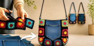 Örgü İle Kot Pantolondan Çanta Yapımı - Dikiş - eski kottan çanta modelleri kot çanta modelleri uygulamalı kot pantolon paçasından çanta yapımı kot pantolondan çanta modelleri pinterest kot pantolondan çanta yapımı