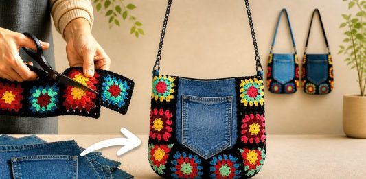 Örgü İle Kot Pantolondan Çanta Yapımı - Dikiş - eski kottan çanta modelleri kot çanta modelleri uygulamalı kot pantolon paçasından çanta yapımı kot pantolondan çanta modelleri pinterest kot pantolondan çanta yapımı
