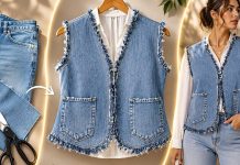 Kot Pantolondan Yelek Nasıl Yapılır? - Dikiş - eski kot pantolon geri dönüşüm eski kot pantolondan neler yapılabilir eski kot pantolondan yelek yapımı kot kumaştan yelek modelleri
