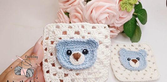 Ayıcık Kare Motif Yapımı - Örgü Bebek Battaniyesi Modelleri - basit motif örnekleri bebek battaniyesi örgü modelleri en güzel bebek battaniye modelleri ve yapılışı kolay bebek battaniyesi modelleri tığ işi ayıcık yapımı