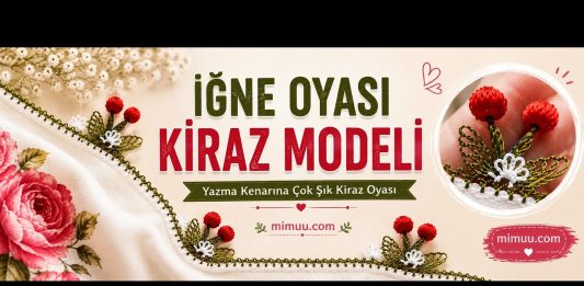 Boncuklu İğne Oyası Kiraz Modeli - İğne Oyaları - boncuklu kiraz oyası iğne oyası kiraz yapımı kiraz oyası boncuk yapımı kiraz oyası modelleri siyah yazmaya kiraz oyası