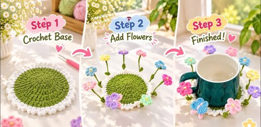 3D Çiçekli Bardak Altlığı Yapılışı - Örgü Modelleri - amigurumi bardak altlığı tarifi bardak altlığı örgü pinterest kolay bardak altlığı yapımı tığ işi bardak altlığı modelleri